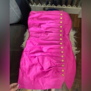 Retrofete Pink Leather Megh Dress